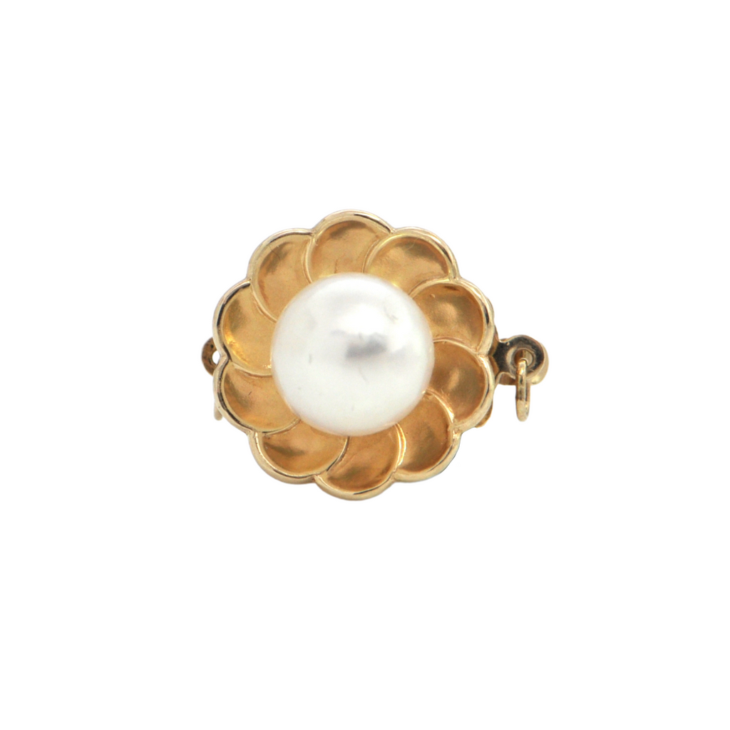 Vintage Pearl 14k Gold Floral Push Clasp + Montreal Estate Jewelers