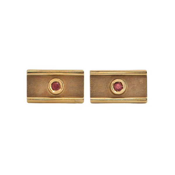 Vintage 14/18k Gold Padparadscha Sapphire Cufflinks + Montreal Estate Jewelers