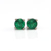 1.07 CT Round Faceted Zambian Emerald Stud Earrings + Montreal Estate Jewelers