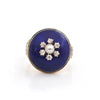 Antique 0.25CT Diamond and Pearl 14K Gold Ring with Enamel C. 1850 + Montreal Estate Jewelers