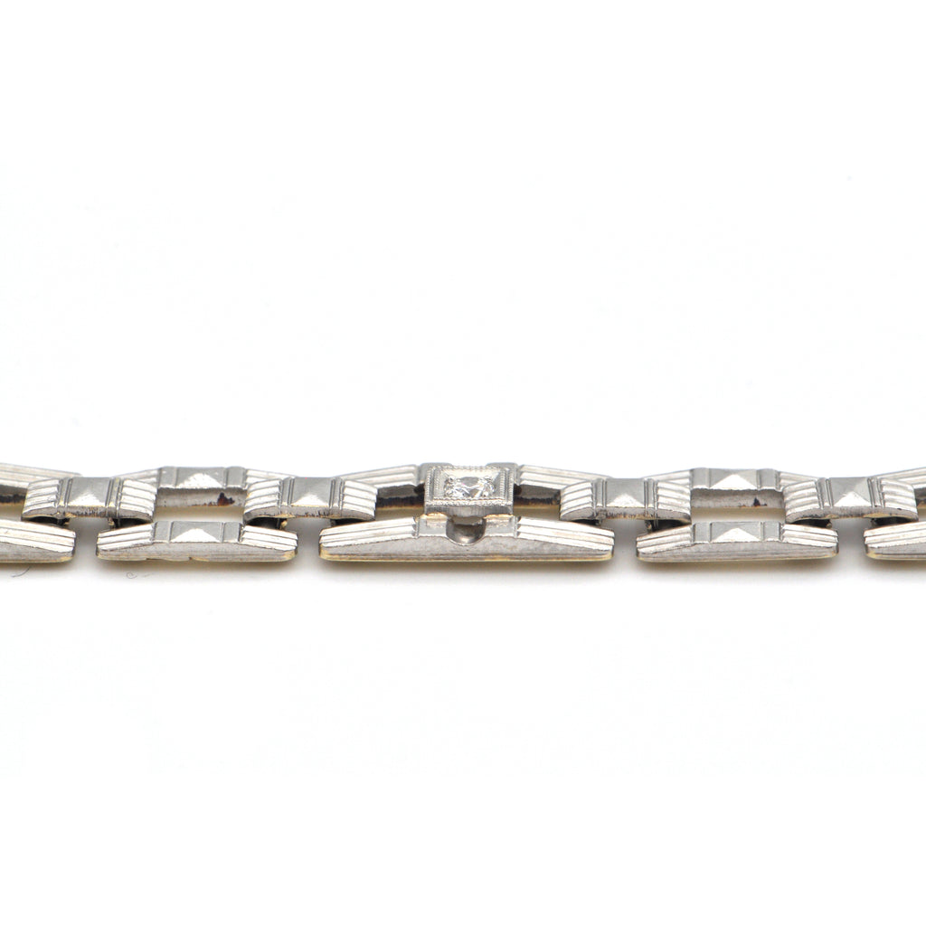 Art Deco 0.35CT Diamond and 14K White and Yellow Gold Bracelet + Montreal Estate Jewelers