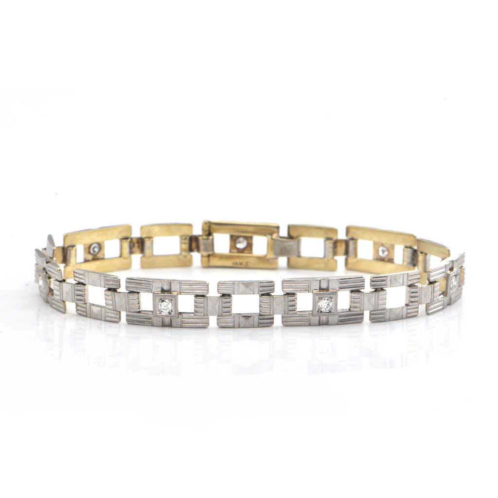 Art Deco 0.35CT Diamond and 14K White and Yellow Gold Bracelet + Montreal Estate Jewelers