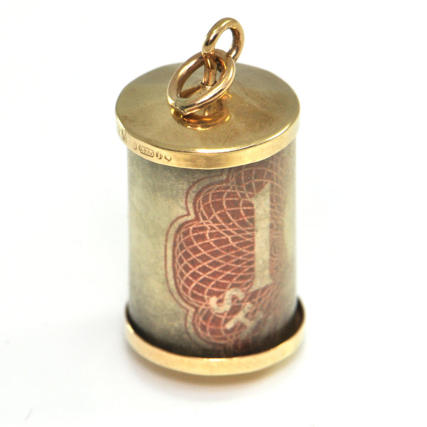 Vintage 9K Yellow Gold Case with Shilling Charm + Montreal Estate Jewelers