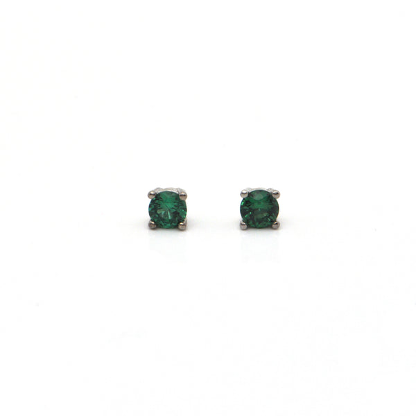 0.40CT Emerald and 18K White Gold Stud Earrings + Montreal Estate Jewelers