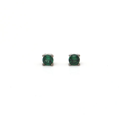 0.40CT Emerald and 18K White Gold Stud Earrings + Montreal Estate Jewelers