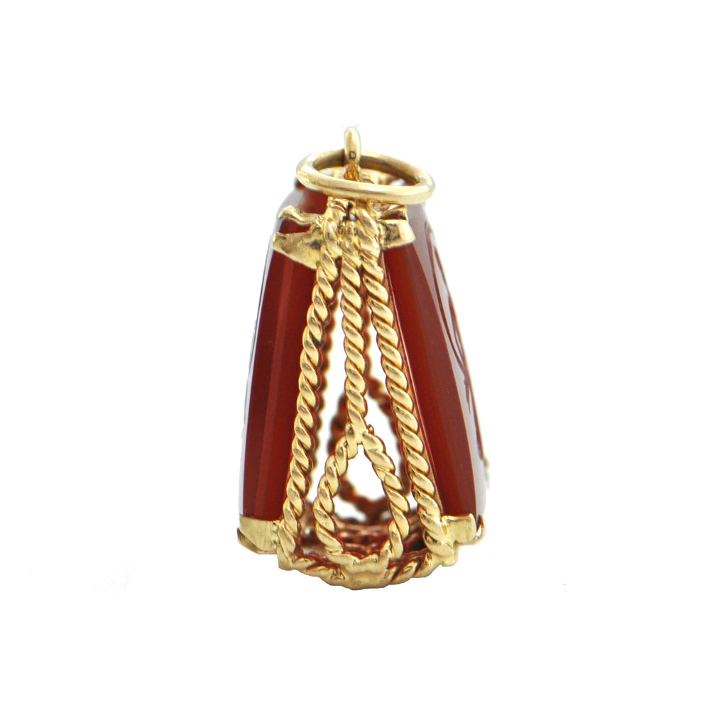 Birks Carnelian 18K Yellow Gold Pendant + Montreal Estate Jewelers