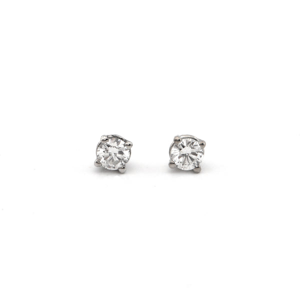 0.50CT Diamond and 18K White Gold Stud Earrings + Montreal Estate Jewelers