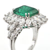 Colombian 6.34 CT GIA Certified Emerald and Diamond Cocktail Ring C.1960 Italy + Montreal Estate Jewelers
