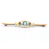 1.2CT Blue and 0.22CT White Zircon 9K Yellow Gold Brooch C.1920 + Montreal Estate Jewelers