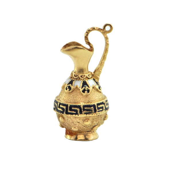 Enamel and 18K Yellow Gold Wine Jug Charm + Montreal Estate Jewelers