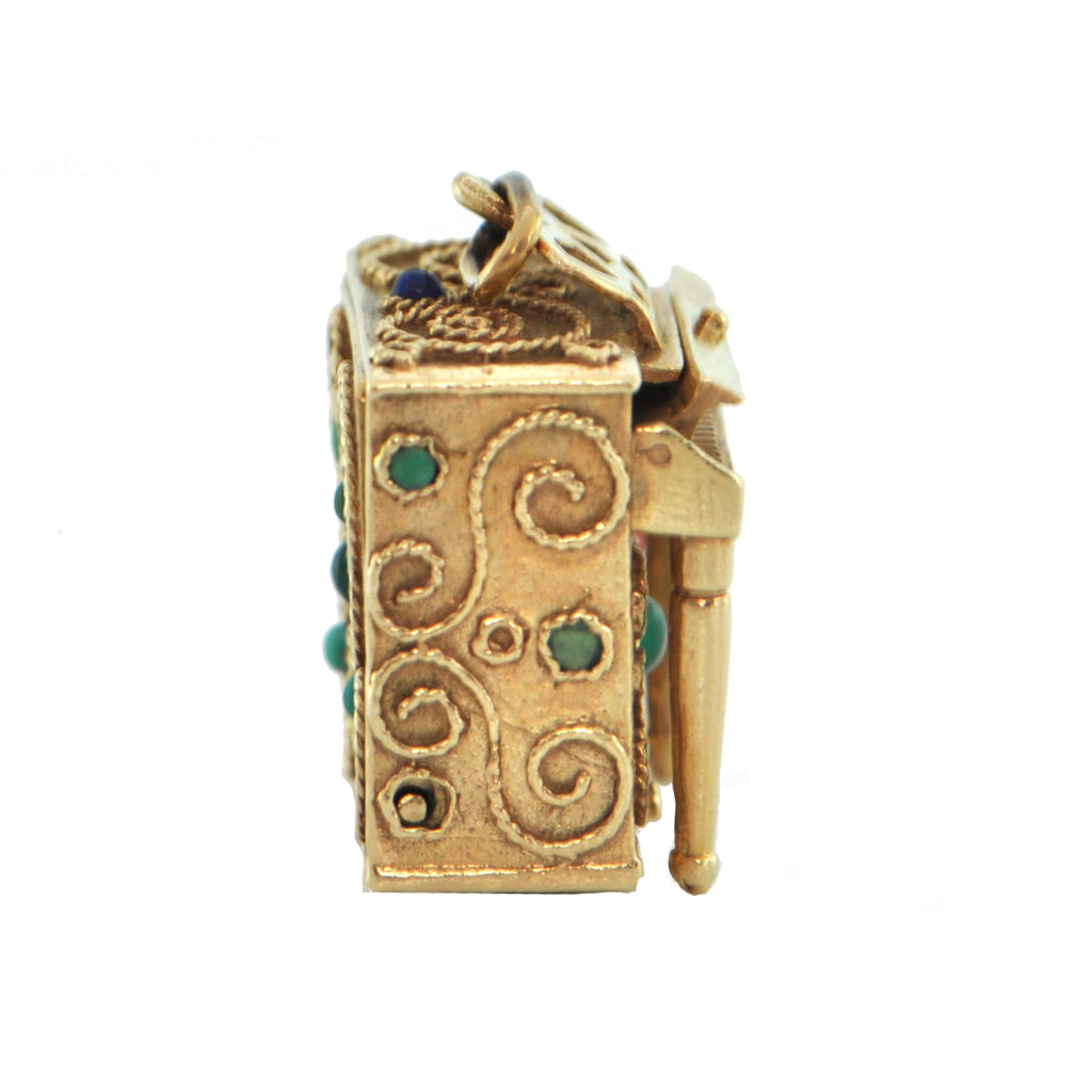 14K Yellow Gold Piano Music Box Charm + Montreal Estate Jewelers