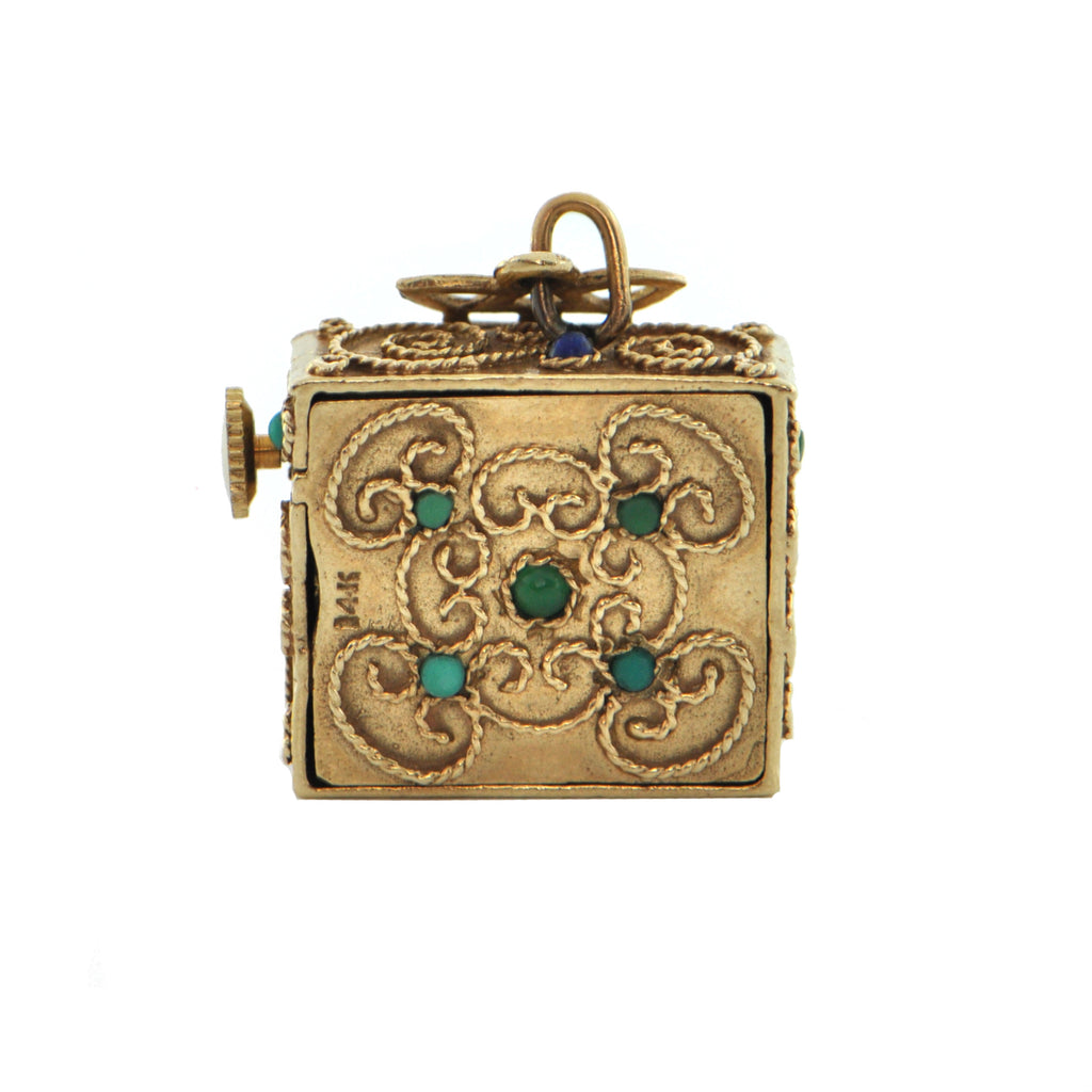 14K Yellow Gold Piano Music Box Charm + Montreal Estate Jewelers