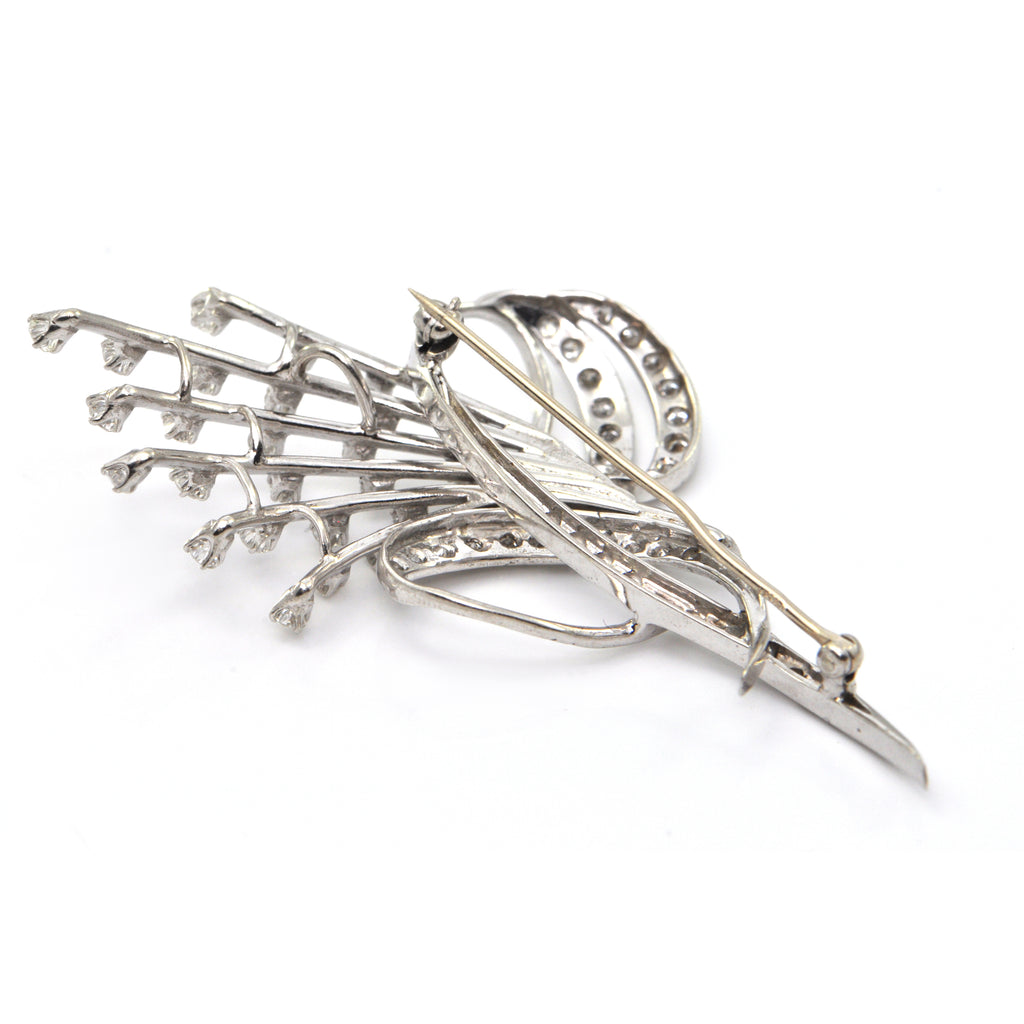 Diamond Spray Brooch in 18k White Gold + Montreal Estate Jewelers