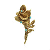 Vintage Turquoise 14K Yellow Gold Flower Brooch + Montreal Estate Jewelers