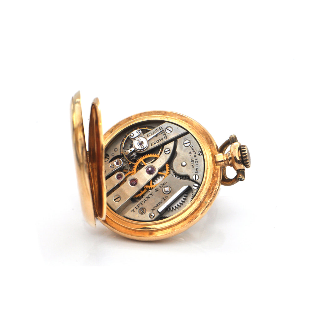 Tiffany & Co. 18K Yellow Gold Open Faced Ladies Pocket Watch C.1920 + Montreal Estate Jewelers