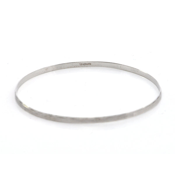 Vintage Italian 18K White Gold Bangle Bracelet with Rectangular Etching + Montreal Estate Jewelers