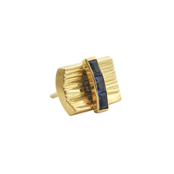 Paash Sapphire 18K Yellow Gold Tie Pin + Montreal Estate Jewelers