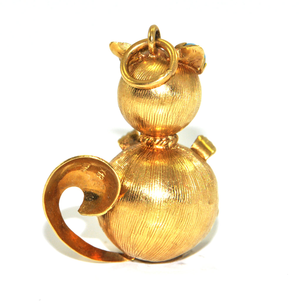 Vintage Italian Cat Charm 18K + Estate Jewelers