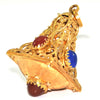 Vintage Lantern charm, 18K yellow gold with red and blue glass + Estate Jewelers