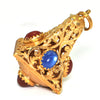 Vintage Lantern charm, 18K yellow gold with red and blue glass + Estate Jewelers