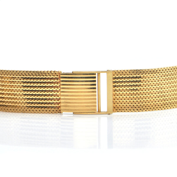 Italian Milanese Mesh 18K Yellow Gold Watch Strap + Montreal Estate Jewelers