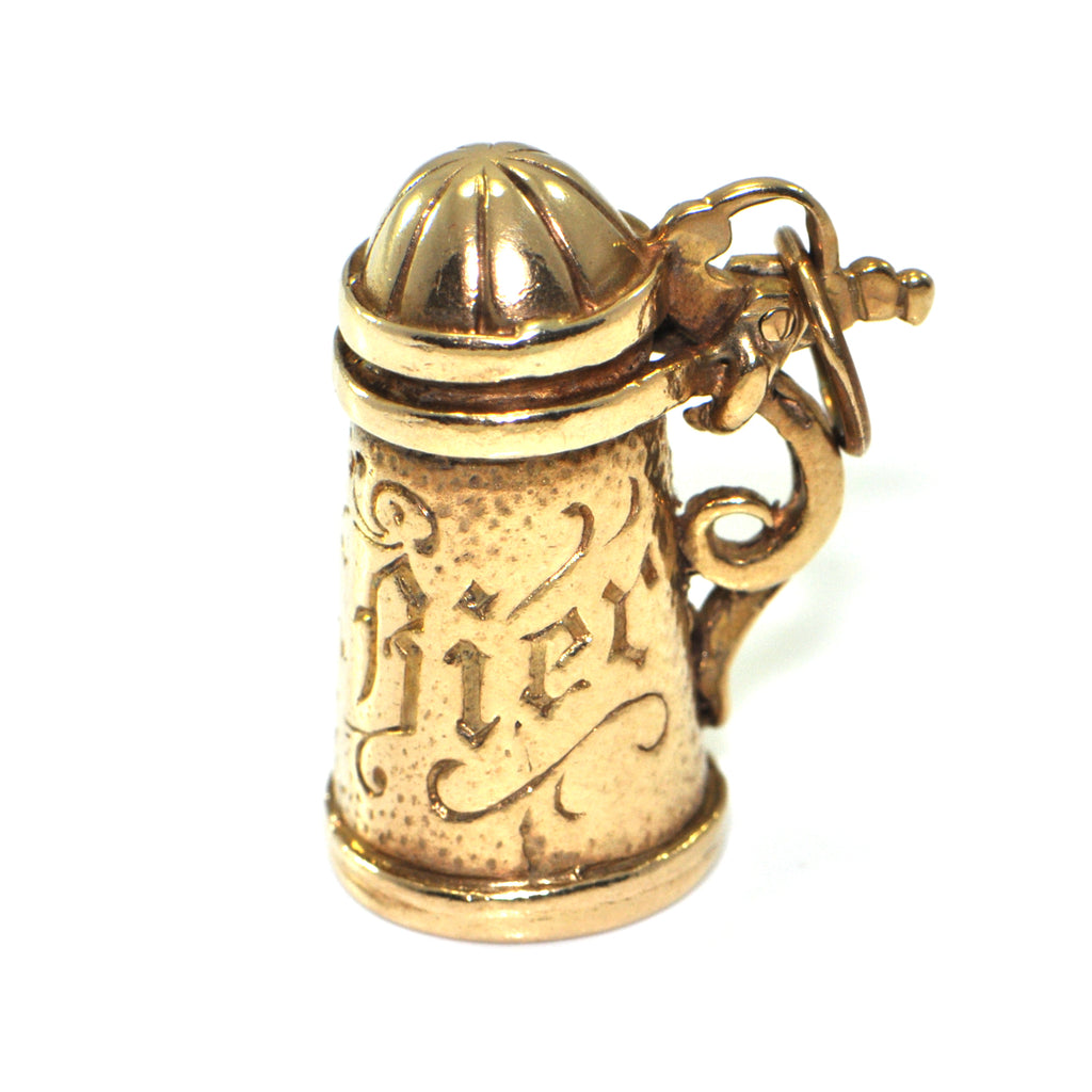 Vintage 9K Yellow Gold Beer Stein Charm + Montreal Estate Jewelers