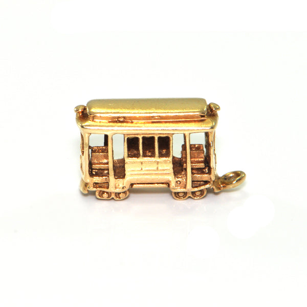 Vintage 14k Yellow Gold Streetcar Charm + Montreal Estate Jewelry 