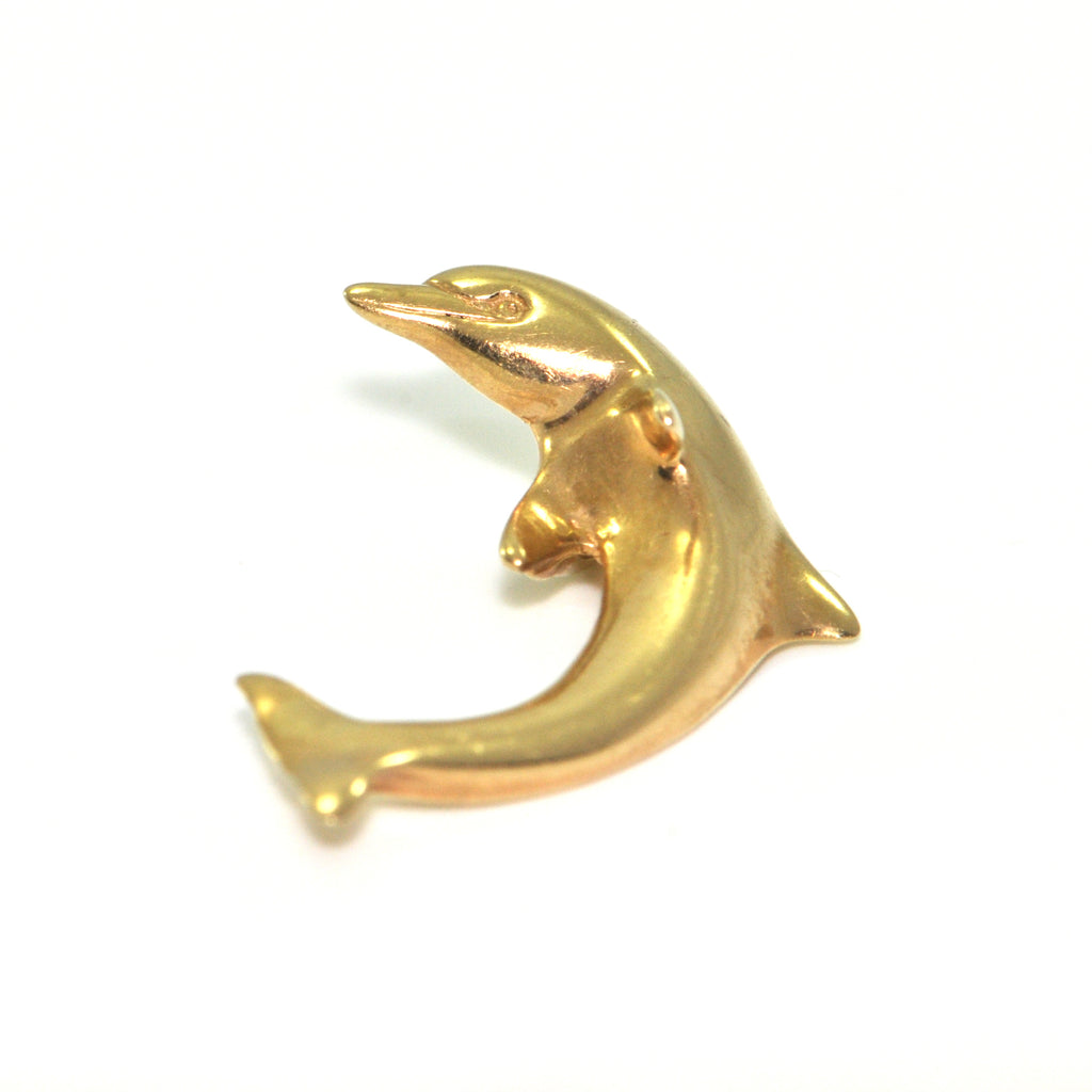 Vintage 14K Yellow Gold Dolphin Charm + Montreal Estate Jewelry 