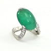 20.1ct Emerald Cabochon and 1.1ct Diamond Retro Platinum Ring - montreal estate jewellers