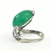 20.1ct Emerald Cabochon and 1.1ct Diamond Retro Platinum Ring - montreal bijoutiers antiquaires