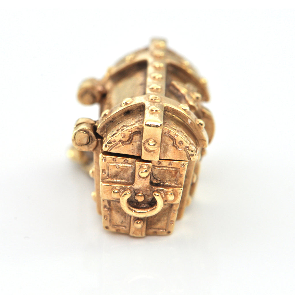 Vintage 14K Yellow Gold Treasure Chest Charm + Estate Jewelers