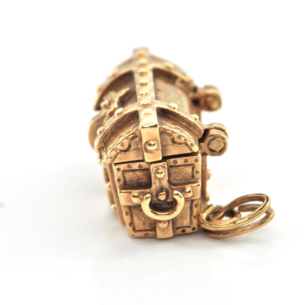 Vintage 14K Yellow Gold Treasure Chest Charm + Estate Jewelers