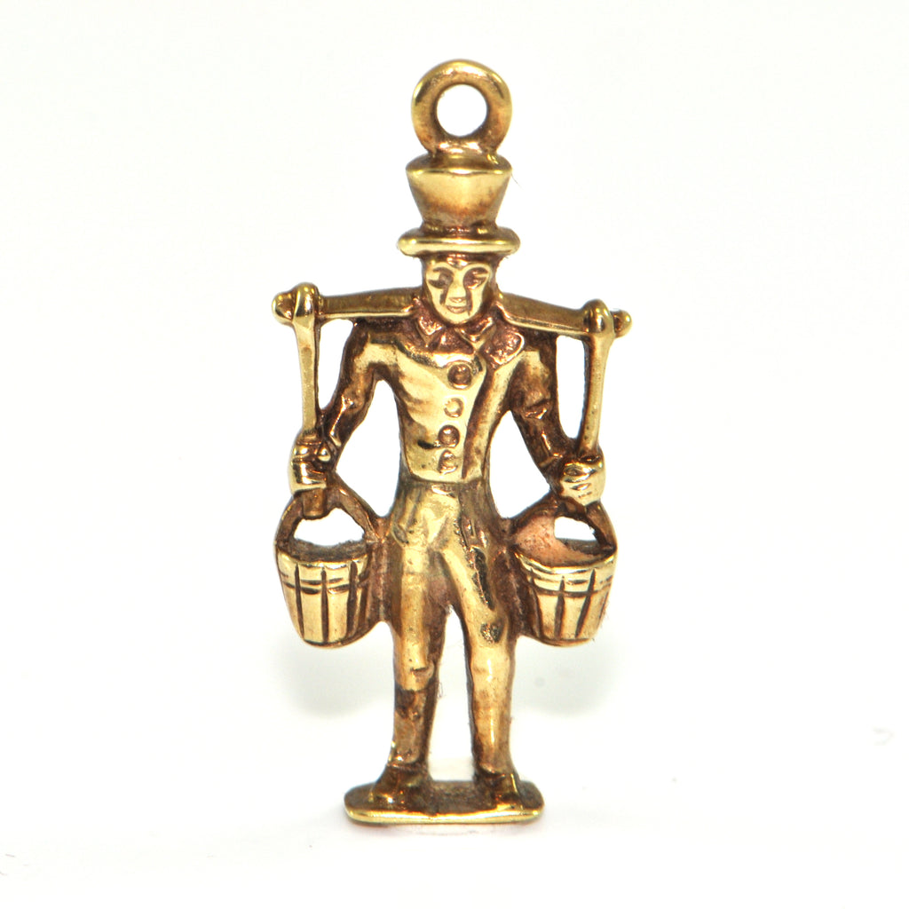 Vintage 14K Yellow Gold Water Bucket Carrier Charm + Montreal Estate Jewelers