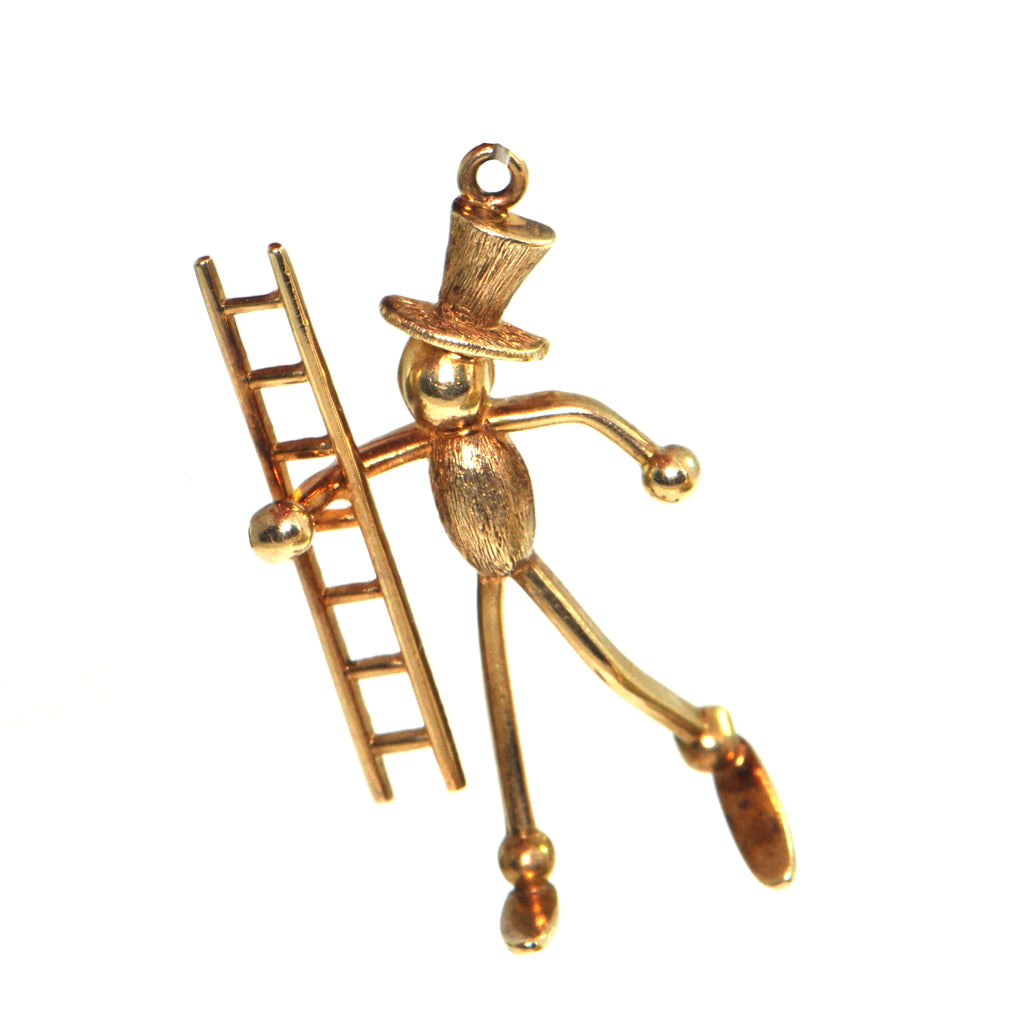 Vintage 14K Yellow Gold Stick Figure with Ladder Charm + Montreal Estate Jewelers