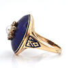 Antique 0.25CT Diamond and Pearl 14K Gold Ring with Enamel C. 1850 + Montreal Estate Jewelers