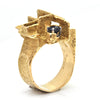 Vintage Geometric 18K Yellow Gold and 0.73CT Sapphire Ring + Montreal Estate Jewelers