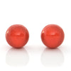 Vintage 10.4mm Red Coral and 18K White Gold Stud Earrings + Montreal Estate Jewelers