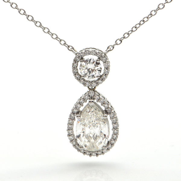 Pear Shaped Diamond Halo Pendant Necklace + Montreal Estate Jewelry