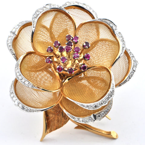 2.00 CT Diamond Rose 5 piece 'En Tremblant' 18k - France C. 1950, montreal estate jewellers