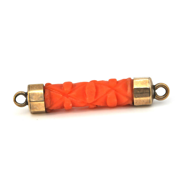 10k gold carved coral charm - Jewelry Montreal