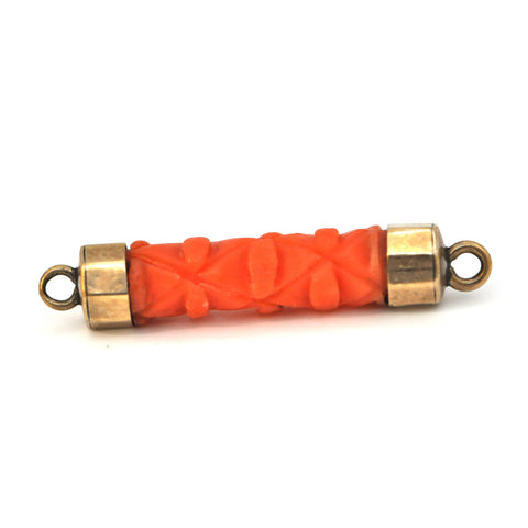 10k gold carved coral charm - Jewelry Montreal