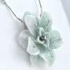 Hand Carved Jadeite Jade Flower and Diamonds Necklace  - Daisy Exclusive - Westmount, Montreal