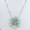 Hand Carved Jadeite Jade Flower and Diamonds Necklace  - Daisy Exclusive - Westmount, Montreal