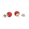 10.4mm Red Coral and 18K White Gold Stud Earrings