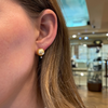 Natural Gold 11.4mm South Sea Pearl and 0.06ct Diamond 18K White Gold Earrings