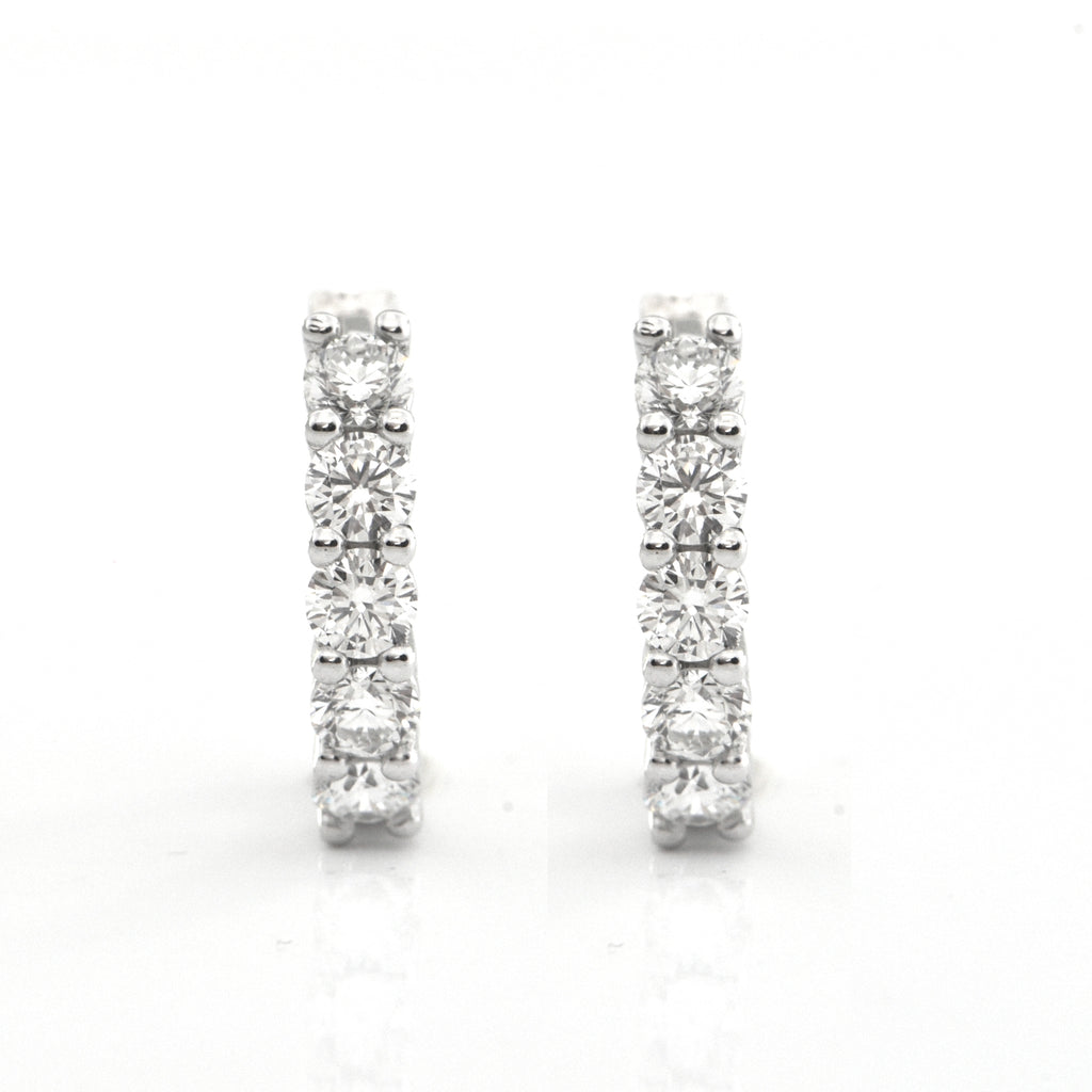 1.09ct Diamond Five-Stone Hoop Huggie Earrings