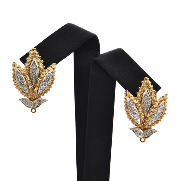 Vintage 'Birks' Diamond 2-Toned 18K Gold Earring with Removable Enhancer + Montreal Estate Jewelers