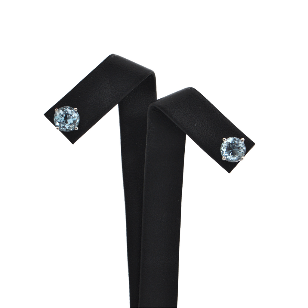 Daisy Exclusive Aquamarine 18K White Gold Stud Earrings + Montreal Estate Jewelers