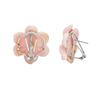 Vintage Peruvian Opal, Diamond, and Red Tourmaline 14k Gold Flower Earrings + Montreal Estate Jewelers