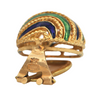 Vintage Enamel 18K Gold Round Clip-On Earring + Montreal Estate Jewelers